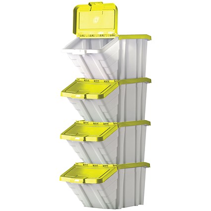 Barton Multifunctional Storage Bins Yellow Lids (Pack of 4) 052106/4