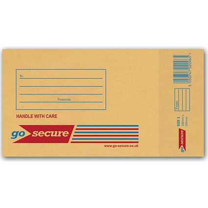 GoSecure Bubble Lined Envelope, Size 1, 115 x 195mm Gold, Pack of 100
