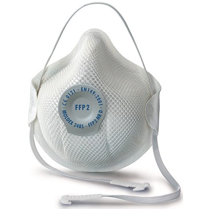 Moldex 2485 FFP2V Nr D Valved Mask, White, Pack of 20 Moldex 2485 FFP2V Nr D Valved Mask, White, Pack of 20