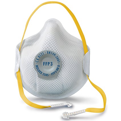 Moldex 2505 FFP3V Nr D Valved Mask, White, Pack of 10