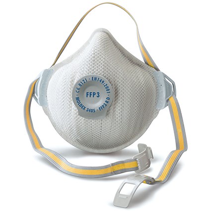 Moldex 3405 FFP3V R D Valved Mask, White, Pack of 5