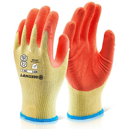 Beeswift Multi-Purpose Latex Palm Coated Gloves, Orange, XL Beeswift Multi-Purpose Latex Palm Coated Gloves, Orange, XL