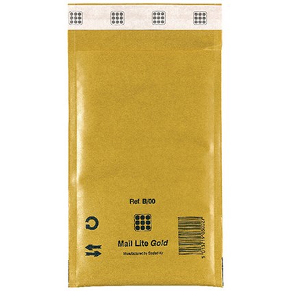 Mail Lite Bubble Lined Postal Bag / Gold / 120 x 210mm / Pack of 10