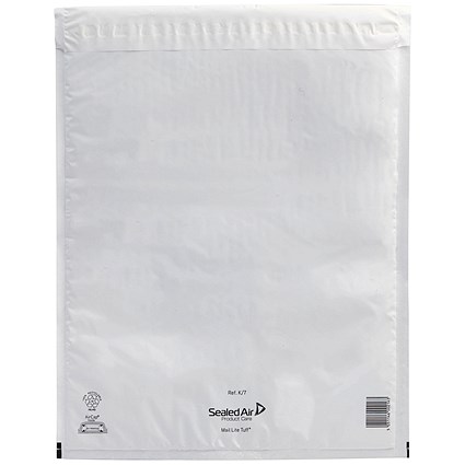 Mail Lite Tuff Size K/7 Sealed Air Mail Bag, 350x383mm, White, Pack of 50