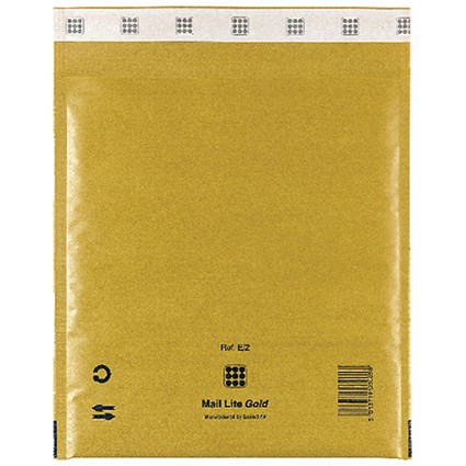 Mail Lite Bubble Lined Postal Bag / Gold / 220x260mm / Pack of 10