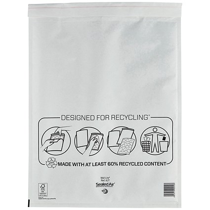 Mail Lite Bubble Lined Postal Bag, White, 350x470mm, Pack of 50