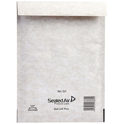 Mail Lite + Bubble Lined Postal Bag, Size D/1 180x260mm, Peel & Seal, White, Pack of 100 Mail Lite + Bubble Lined Postal Bag, Size D/1 180x260mm, Peel & Seal, White, Pack of 100