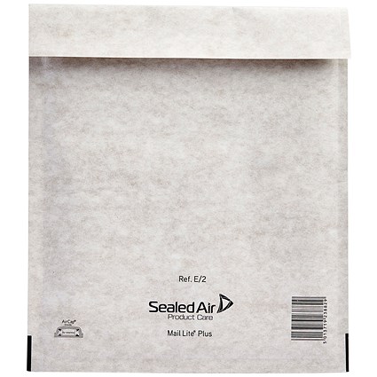 Mail Lite + Bubble Lined Postal Bag, Size E/2 220x260mm, White, Pack of 100