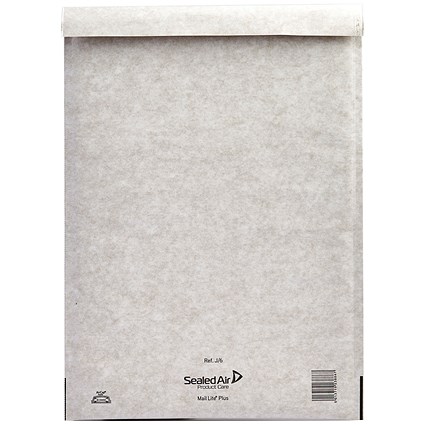 Mail Lite + Bubble Lined Postal Bag, Size J/6 300x440mm, White, Pack of 50