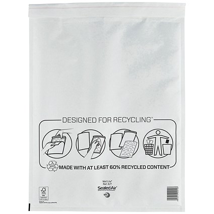 Mail Lite Bubble Postal Bag, K/7 350x470mm, White, Pack of 50