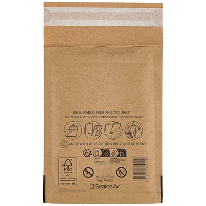 Sealed Air Mail Lite Bubble Postal Bag Gld A/000 Pack of 200 101273156