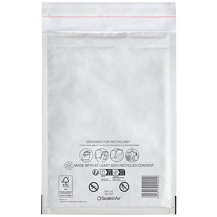 Sealed Air Mail Lite Bubble Postal Bag Wht D/1 Pack of 200 101273347