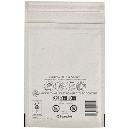 Sealed Air Mail Lite Bubble Postal Bag Wht C/0 Pack of 200 101273346
