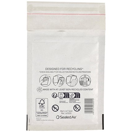 Sealed Air Mail Lite Bubble Postal Bag Wht A/000 Pack of 200 101273426