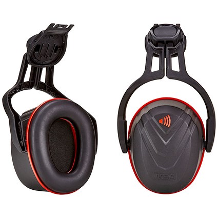 MSA V-Gard Helmet Attachment Ear Defenders, Black & Red