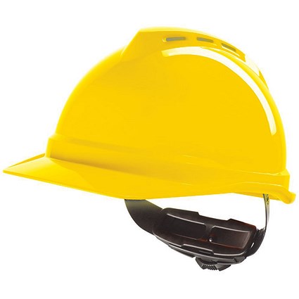 MSA V-Gard 500 Vented Safety Helmet, Yellow MSA V-Gard 500 Vented Safety Helmet, Yellow