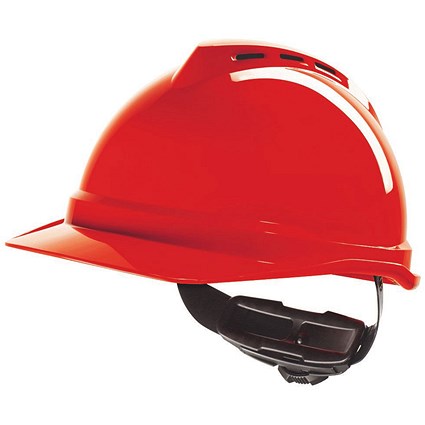 MSA V-Gard 500 Vented Safety Helmet, Red MSA V-Gard 500 Vented Safety Helmet, Red