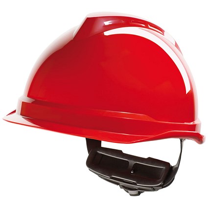 MSA V-Gard 520 Peakless Safety Helmet, Red
