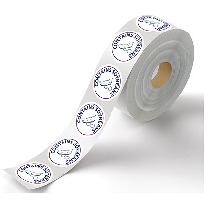 MyCafe Food Label Contains Soy Beans Removable Pack of 1000 MYC10621