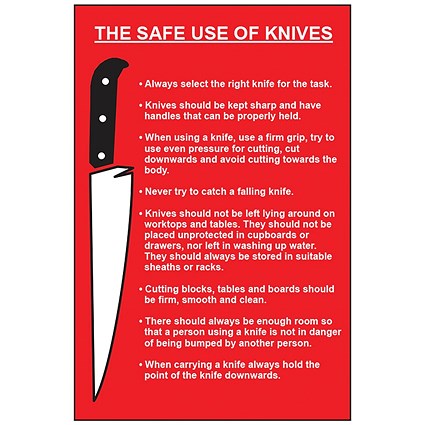 MyCafe Safe Use of Knives Sign Self Adhesive PP 200x300