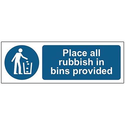 MyCafe Place All Rubbish In Bins Sign 1.2 PP 300x100