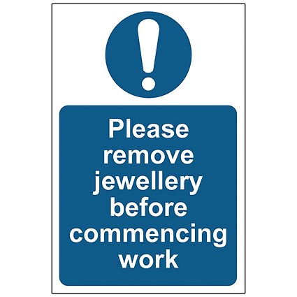 MyCafe Please Remove Jewellery Sign Self Adhesive Vnl 200x300