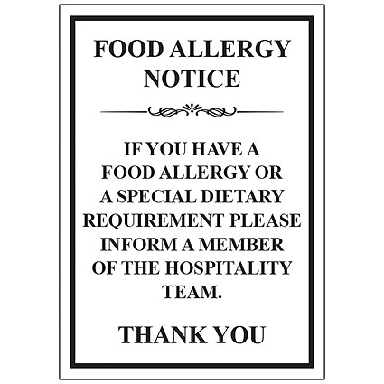 MyCafe Food Allergy Sign Self Adhesive Vnl 297x210
