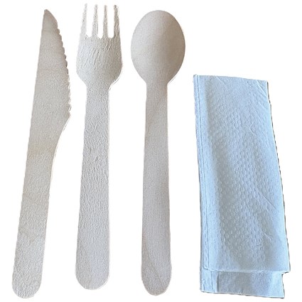 MyCafe 4-in-1 Wooden Cutlery Set Pack of 250