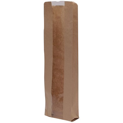 MyCafe Kraft Window Baguette Bags 100x150x355mm Brown (Pack of 1000) 303251