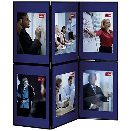 Nobo Showboard Display, 6 Panels, Blue & Grey