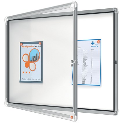 Nobo Premium Plus Magnetic Lockable Notice Board, 8xA4, W923xH667xD43mm