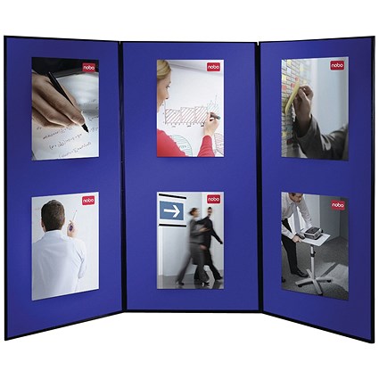 Nobo Showboard Extra Display, 3 Panels, Blue & Grey
