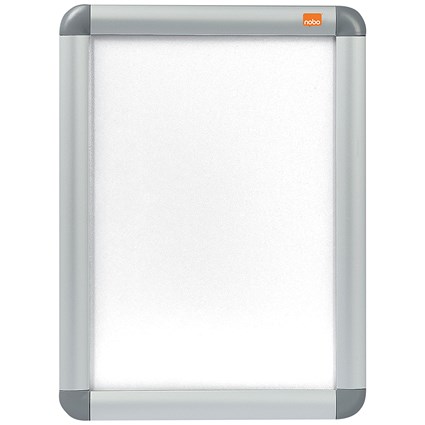 Nobo Moulded Aluminium Front-Opening Snap Frame, A4, Silver Nobo Moulded Aluminium Front-Opening Snap Frame, A4, Silver