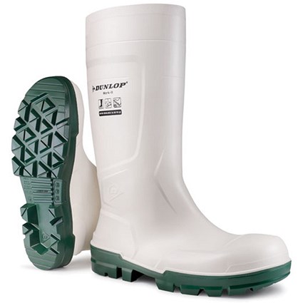 Dunlop Work-It Safety PVC Wellington Boots, White, 6