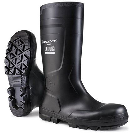 Dunlop Work-It Full Safety PVC Wellington Boots, Black, 11