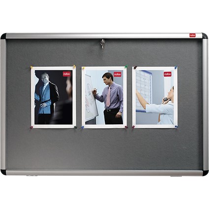 Nobo Display Cabinet Noticeboard, Lockable, A0, W1350xH1060mm, Grey