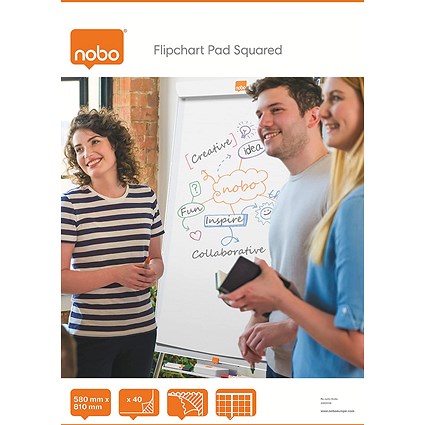 Nobo Squared Flipchart Pad 40 Sheets 580 x 810mm (Pack of 5)
