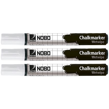 Nobo Chalk Marker White (Pack of 3)
