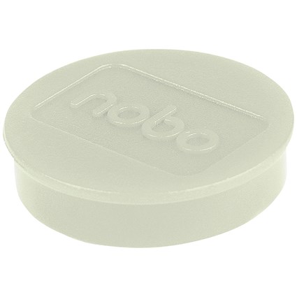 Nobo Whiteboard Magnets, 38mm, White, Pack of 10