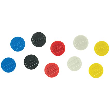 Nobo Whiteboard Magnets, 38mm, Assorted, Pack of 10 Nobo Whiteboard Magnets, 38mm, Assorted, Pack of 10