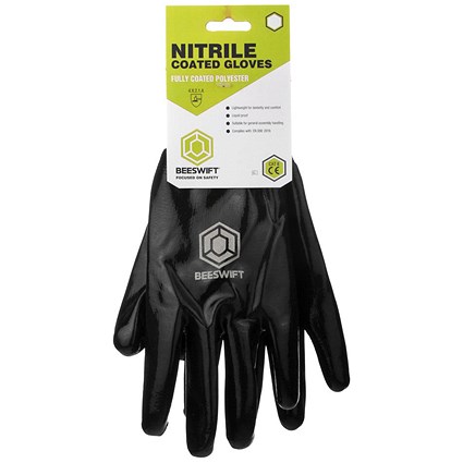 Beeswift Nitrile Fully Coated Polyester Gloves, Point of Sale  