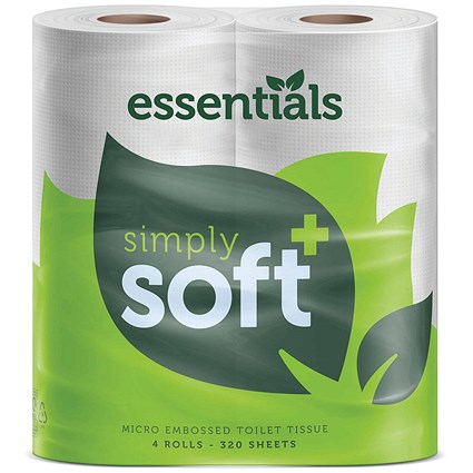 Essentials Toilet Roll 2-Ply 320 Sheets Per Roll 4x12 (Pack of 48) ECR2320