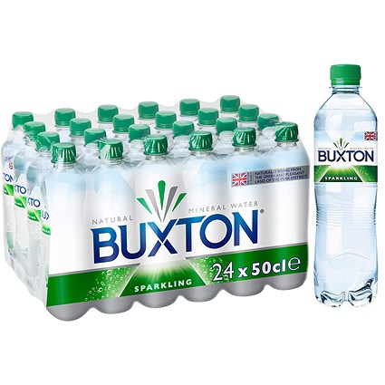 Buxton Natural Sparkling Water, Plastic Bottles, 500ml, Pack of 24