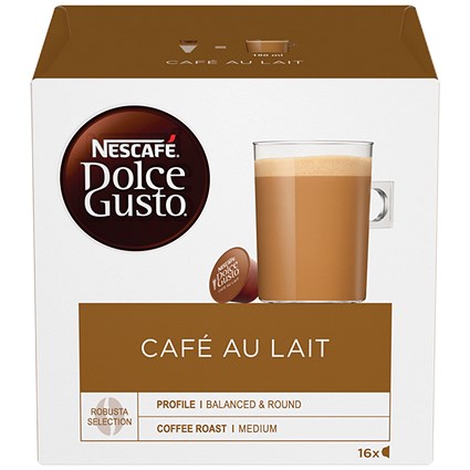 Nescafe Dolce Gusto Cafe au Lait Capsules, 16 Capsules, Pack of 3