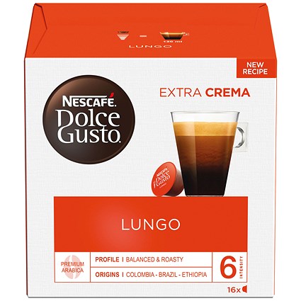 Nescafe Dolce Gusto Lungo Decaf Capsules, 16 Capsules, Pack of 3