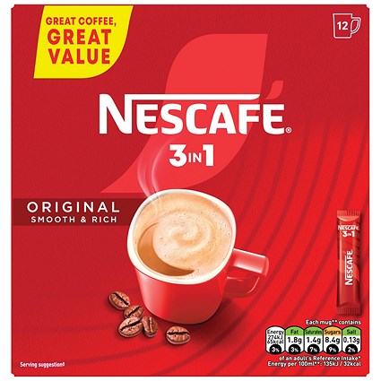 Nescafe 3-in-1 Original Coffee Sachets Pack of 12