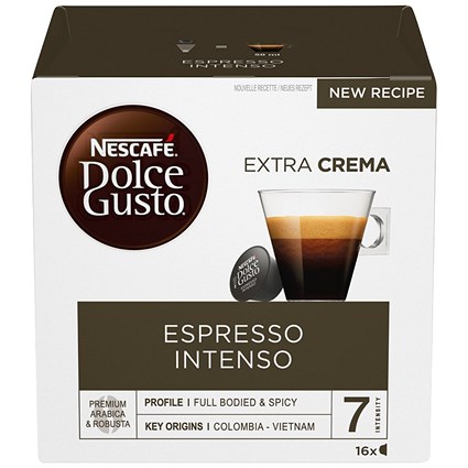 Nescafe Dolce Gusto Espresso Intenso Capsules, 16 Capsules, Pack of 3