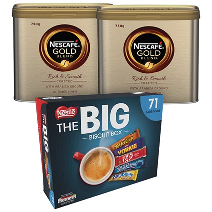 Nescafe Gold Blend Instant Coffee, 750g - Buy 2 Get 1 x Nestle The Big Biscuit Box Variety Pack Free