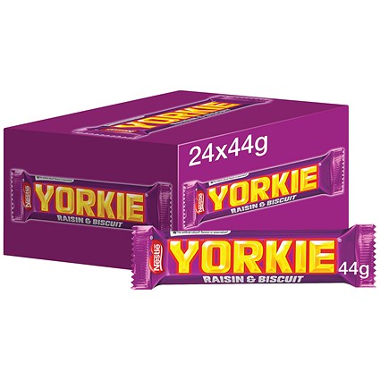 Nestle Yorkie Raisin & Biscuit Chocolate Bar, Pack of 24 Nestle Yorkie Raisin & Biscuit Chocolate Bar, Pack of 24