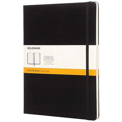Moleskine Classic Casebound Notebook, 250x190mm, Ruled, 192 Pages, Black